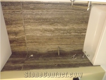Grey Travertine Vein Tub Surround, Grey Travertine Bath Design