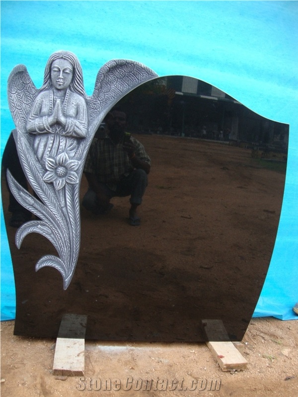 Angel Monuments-1, Green Granite Angel Monuments