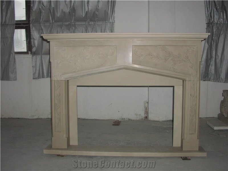 Carved Fireplace Mantel Beige Marble Fireplace Design