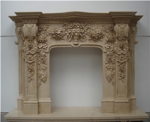 Flower Carved Fireplace Surround,Figure Carved Mantel,Sculptured Fireplace