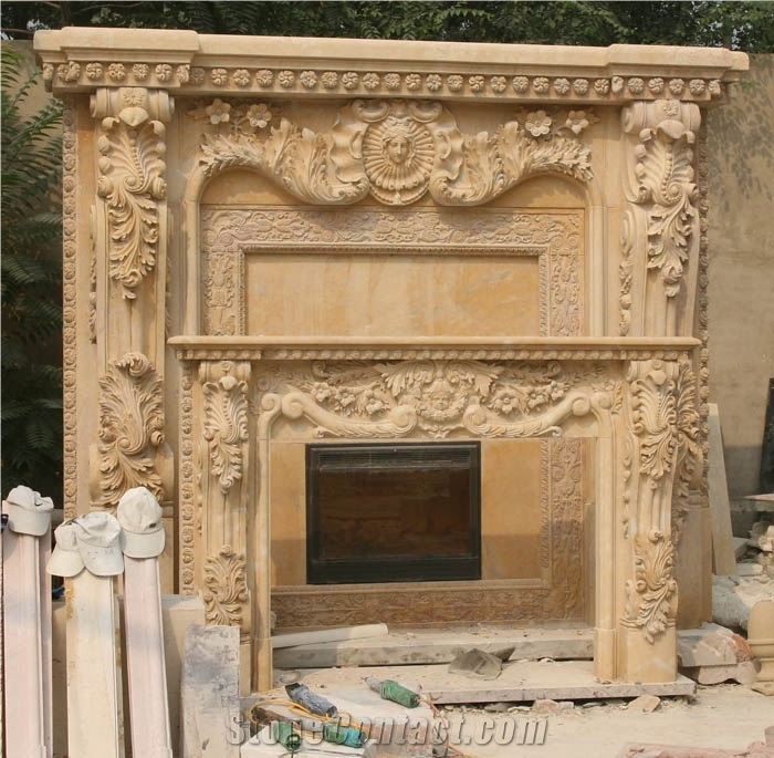 Large Fireplace Mantel,Carved Frieplace Set, Fireplace Surround,Inlay Fireplace
