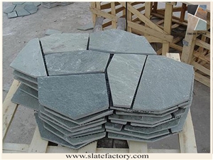 Gray Slate Crazy Flagstone Pavers, China Grey Slate Meshed Stone