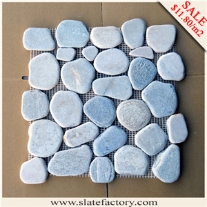 Tumbled Pebble Stone Mosaic, Beige Paebble Slate Mosaic