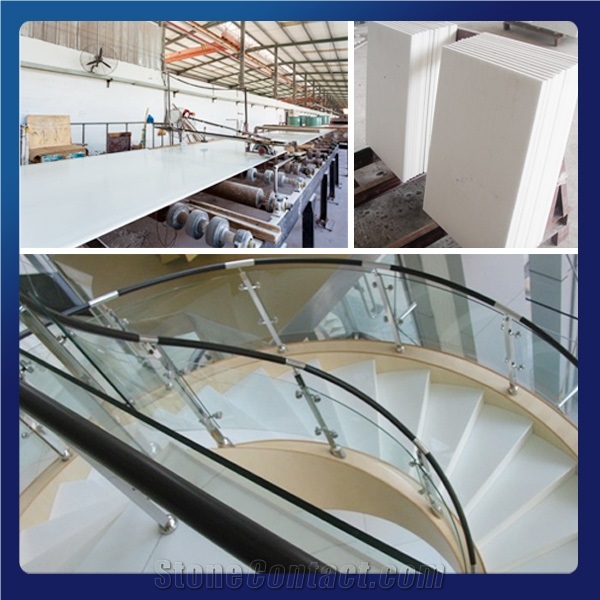 stairs tile of super nano white crystallized glass stone in artificial stone