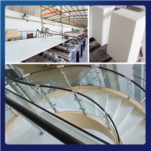 stairs tile of super nano white crystallized glass stone in artificial stone