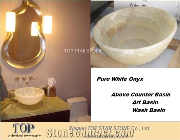 Pure White Onyx Round Above Counter Basin