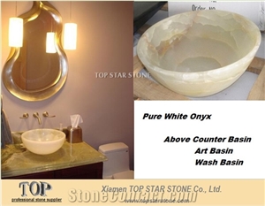 Pure White Onyx Round Above Counter Basin