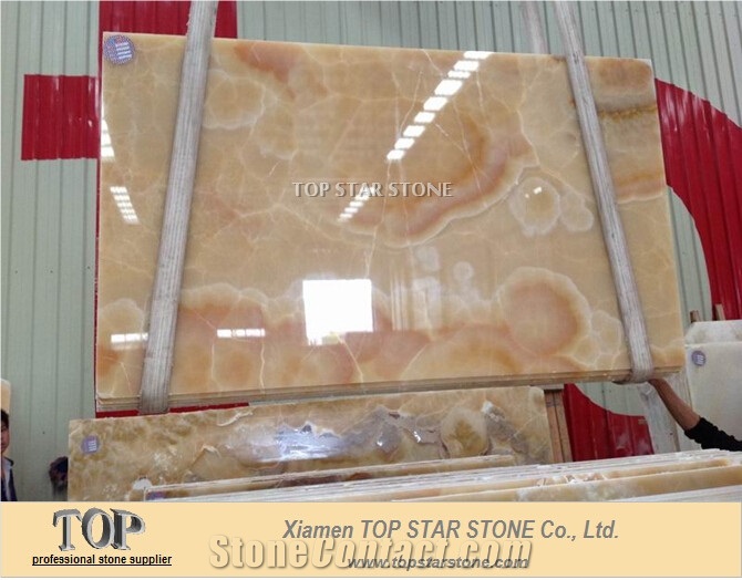 Rainbow Orange Onyx slab tiles