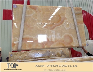Rainbow Orange Onyx slab tiles