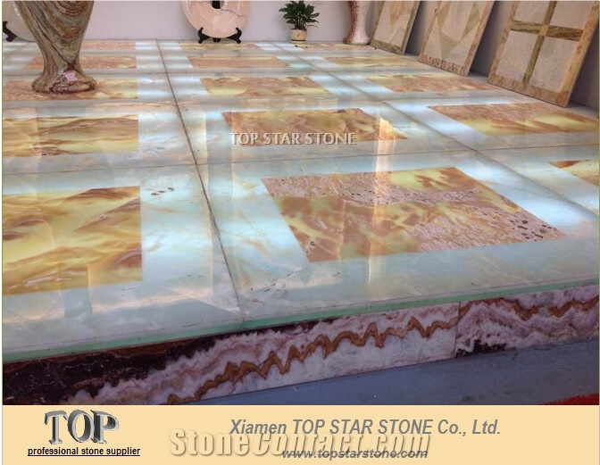 Translucent Onyx Laminated Glass Panel Tiles, Afghanistan White Onyx