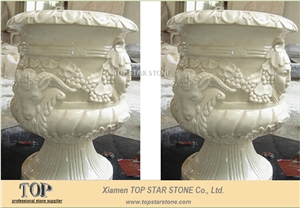 White Marble Carving Garden Flower Plant