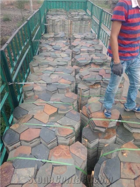 Meshwork Multicolor Slate, Flagstone, Wall Natural Stone