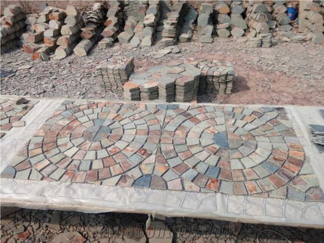 Meshwork Multicolor Slate, Flagstone, Wall Natural Stone