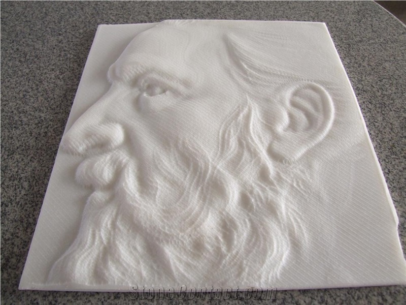 China White Marble Human Head Carving Relief Walling