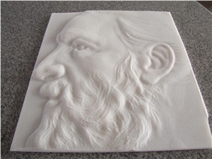 China White Marble Human Head Carving Relief Walling China White Marble Human Head Carving Relief Walling