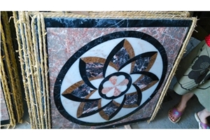 Good Design-China Beige & Green Marble Square Floor Water-Jet Medallion