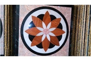 Good Design-China Beige & Green Marble Square Floor Water-Jet Medallion