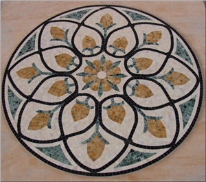 Multicolor Marble Mosaic Medallion for Bathroom Floor-Flower Design Multicolor Marble Mosaic Medallion for Bathroom Floor-Flower Design