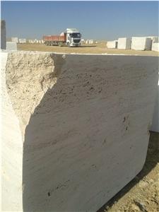 Emotion Light Travertine Block, Turkey White Travertine