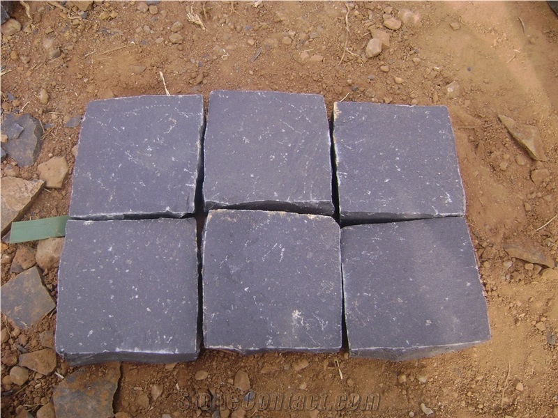 Black Basalt Cobble Stone Cube Stone, Natural Black Basalt Cobble Stone