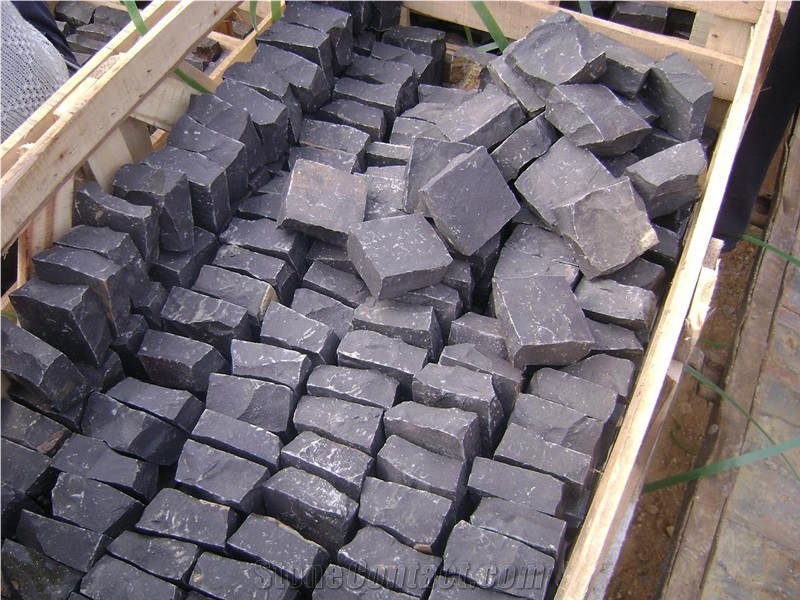 Black Basalt Cobble Stone Cube Stone, Natural Black Basalt Cobble Stone