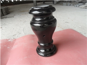 Granite Vase and Lamps, Shanxi Black Granite Flower Pot