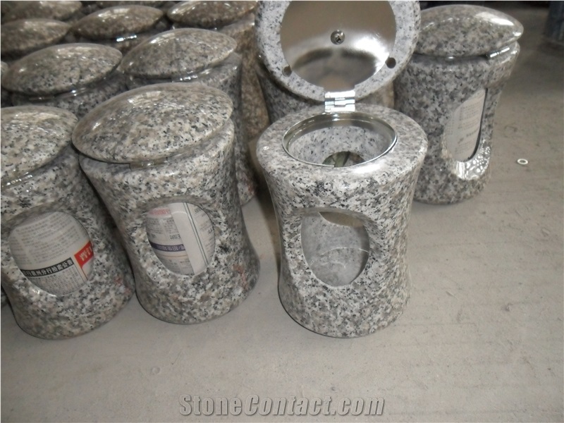 Granite Vase and Lamps, Shanxi Black Granite Flower Pot