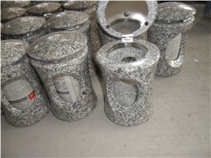 Granite Vase and Lamps, Shanxi Black Granite Flower Pot