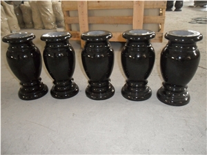 Granite Vase and Lamps, Shanxi Black Granite Flower Pot