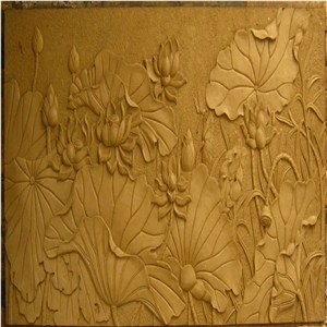 Beige Sandstone Wallest Relief,Flower Embossment