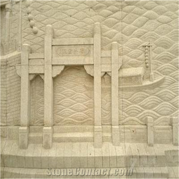Chinese Style Wall Decoration Art Stone Relief, White Marble Reliefs