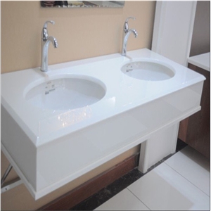 Crystal Glass Stone Vanity Top, White Sinks & Basins