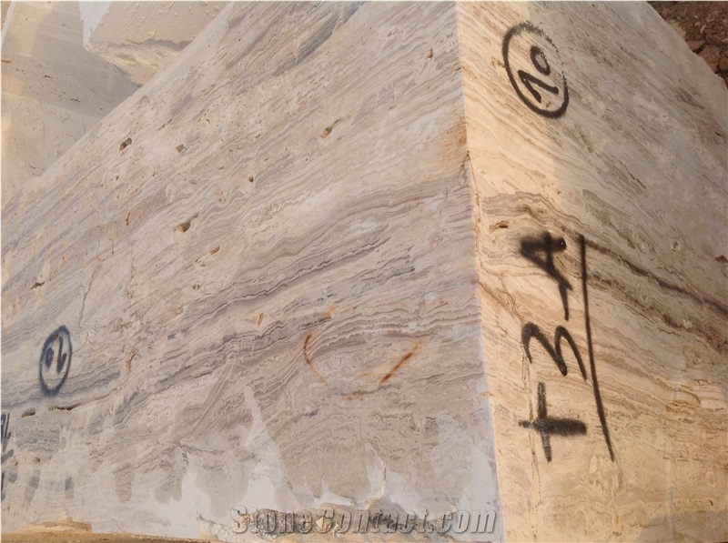 White and Brown Travertine Blocks, Iran White Travertine