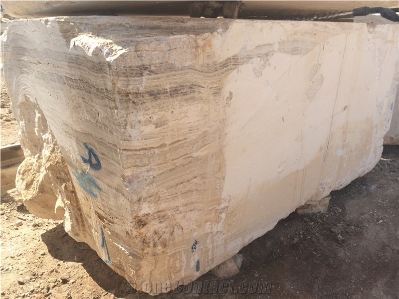 White and Brown Travertine Blocks, Iran White Travertine