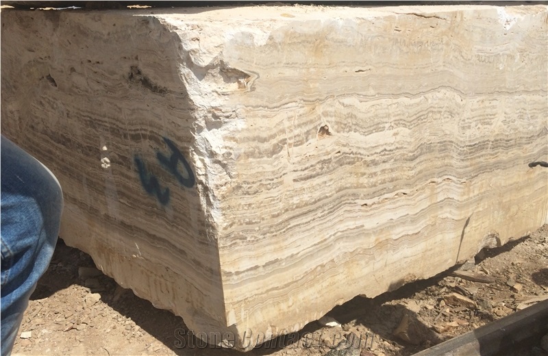 White and Brown Travertine Blocks, Iran White Travertine