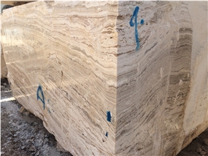 White and Brown Travertine Blocks, Iran White Travertine