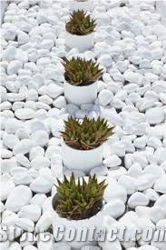Macedonian White Marble Pebbles, Bianco Sivec White Marble Pebble & Gravel