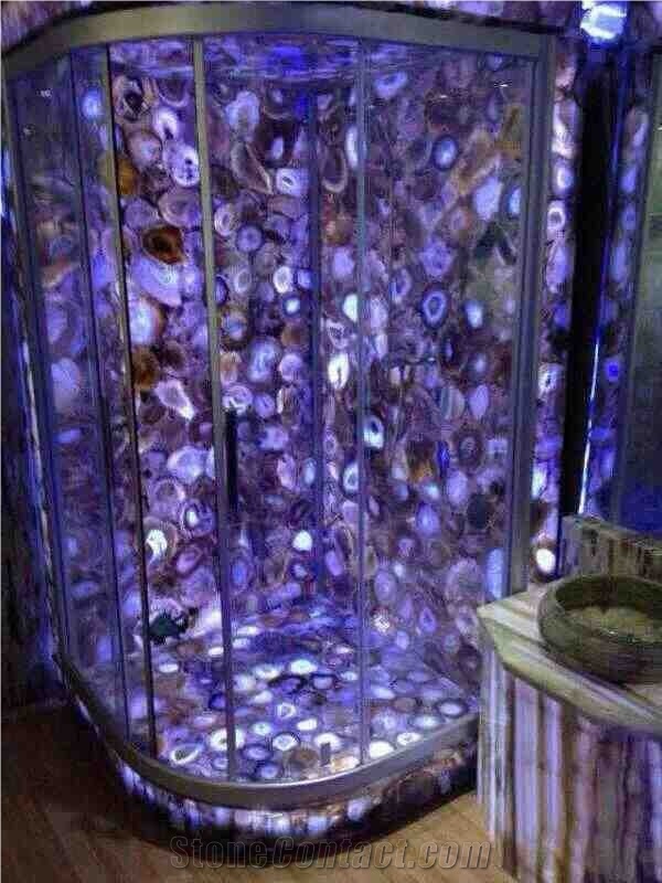 Purple Agate Semi-Precious Stone Shower Design