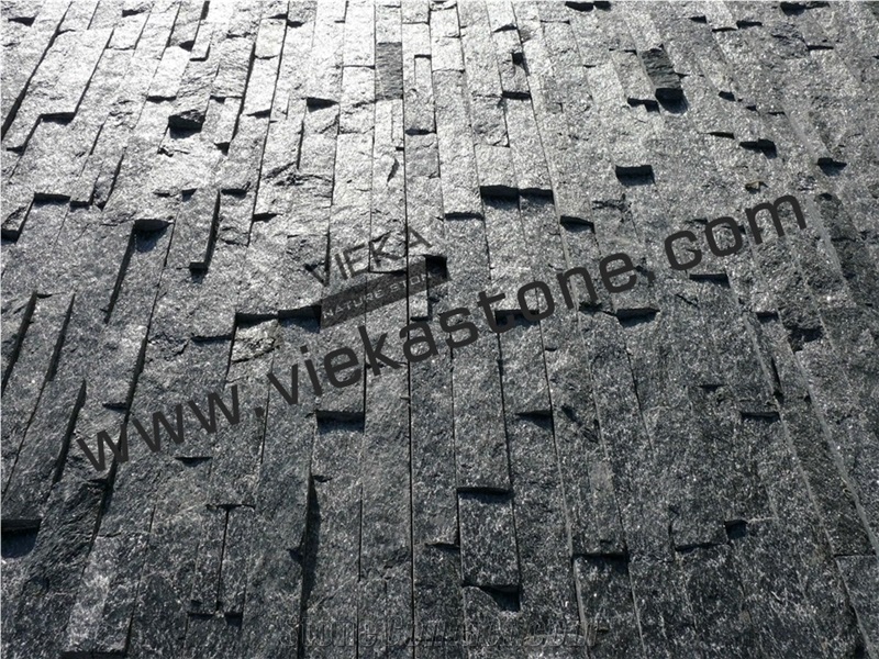 Black Quartzize Culture Stone Wall Panel Ledge Stone/Veneer/Stacked stone slim 40x10cm z shape