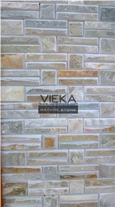 China P014 Beige Slate Culture Stone/Ledgestone/Stacked Veneer/ Stone Panel/Wall Panel 60x15cm Bevel Edge
