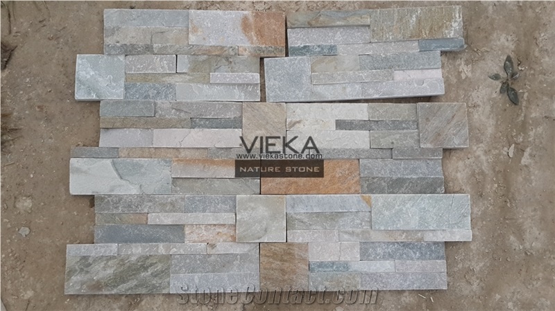 China P014b Beige Mix Slate Culture Stone/Ledgestone/Stacked Veneer/Stone Panel/Wall Panel 35x18cm