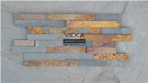 China Rusty Culture Stone/Ledgestone/Multicolor Stone Panel/Wall Panel 40x10cm More Brown