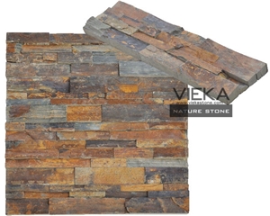Multicolor Slate China Culture Stone/Ledgestone/Multicolor Stone Panel/Stacked Stone Lp1120 Rusty Slate Brown 100%Rockface Wall Panel Veneer 60x15cm