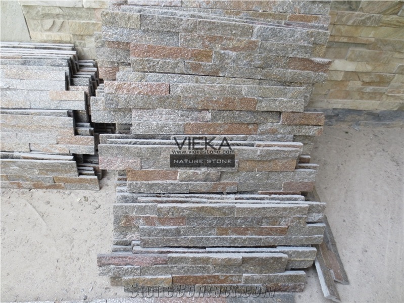 Rusty Quartzite China Wall Panel Nature Culture Stone/Stacked Stone/Veneer 40x10cm Z Shape