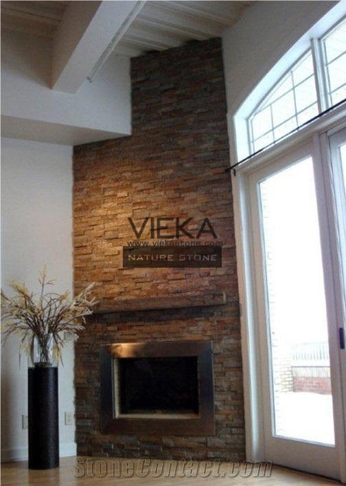 Rusty Quartzite China Wall Panel Nature Culture Stone/Stacked Stone/Veneer 40x10cm Z Shape