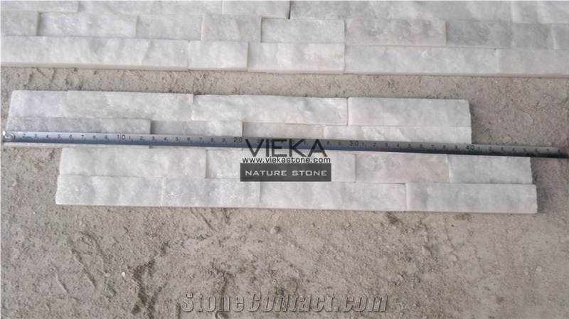Snow White Quartzize Culture Stone Wall Panel Ledge Stone/Veneer/Stacked Stone Slim 40x10cm Z Shape