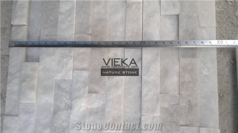 Snow White Quartzize Culture Stone Wall Panel Ledge Stone/Veneer/Stacked Stone Slim 40x10cm Z Shape