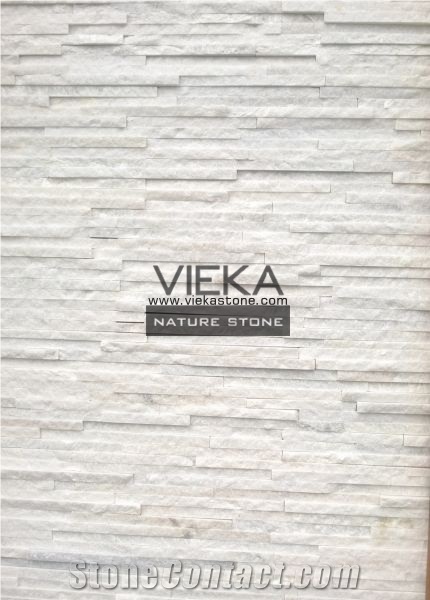 Snow White Quartzize Culture Stone Wall Panel Ledge Stone/Veneer/Stacked Stone Slim 40x10cm Z Shape