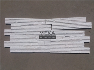 Snow White Quartzize Culture Stone Wall Panel Ledge Stone/Veneer/Stacked stone slim 40x10cm Z shape waterfall