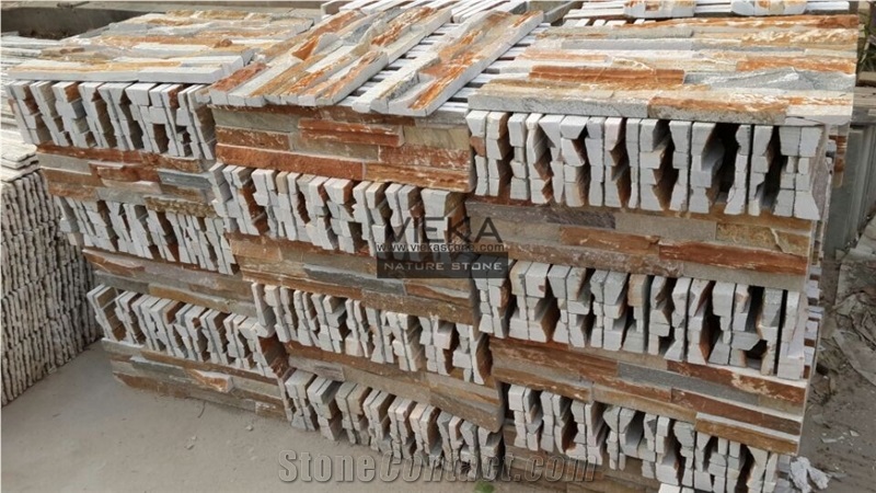 Yellow Quartz Culture Stone Wall Panel Ledge Stone 60x15cm Lp014